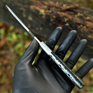 Pine Cone Handle High Quality Carbon Steel Industrial Grade <b>Mirror</b> Polish Fixed Blade Hunting Camping Knife Leather Sheath UA - Product Image 5