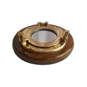 Whitecap Teak <b>Porthole</b> <b>Mirror</b> Nautical Wooden Wall <b>Mirror</b> with Brass Finished Coastal Home Decor - Product Image 5
