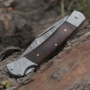 Navaja Plegable de Damasco con Mango de Asta de Ciervo, Navaja de Bolsillo para Exteriores, Navaja Plegable de Acero de Damasco Personalizada con Mango G10 - Product Image 5