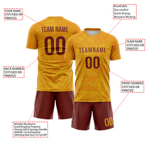 Custom Heat-Transfer Printed Soccer Jersey Set Men's Adult Short Sleeve Breathable Anti-Bacterial Quick Dry Summer Team <b>Name</b> - Product Image 5
