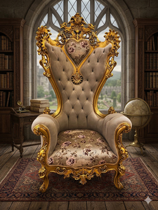 Luxury Royal Inspired Single Seater <b>Sofa</b> with Strong Solid <b>Wood</b> <b>Frame</b> and Plush Cushioned Seating for Living Room - Product Image 3