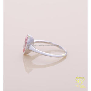 Bague de fiançailles en or blanc avec diamant de laboratoire ovale rose, solitaire, bague de promesse, bague de mariage pour femme, bijoux élégants - Product Image 4