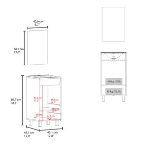 Mobile da Bagno Brady con Specchio a Una Porta e Due Ripiani, Bianco - Product Image 4