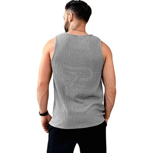 Camiseta sin mangas tipo waffle de algodón/poliéster con logo personalizado para hombre, de alta calidad, la más vendida a un precio razonable. - Product Image 4