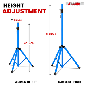5 Core Metal Heavy Duty Adjustable 72" <b>Speaker</b> Stand Tripod Pair with Universal Mount for PA <b>DJ</b> Studio Use Includes Bag - Product Image 3
