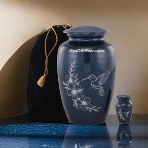Urne funéraire artisanale pour cendres d'adultes, modèle Colibri, avec sac en velours – Cendrier commémoratif abordable à prix réduit - Product Image 4