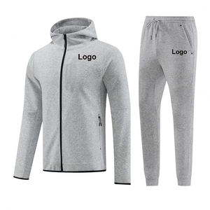 Ensemble de survêtement court élégant et respirant en molleton imprimé pour homme, 100 % coton, deux pièces, coupe ajustée - Product Image 1