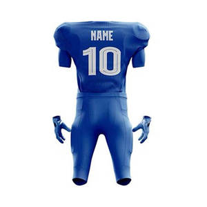 American Football Uniform Set Blue V-Neck Short Sleeve Moisture Wicking Polyester Men's <b>Athletic</b> Wear All Seasons Customizable - Product Image 5