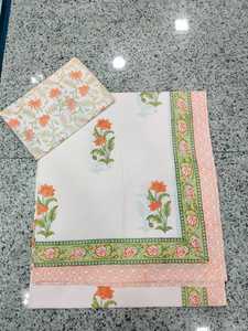 Ensemble de draps et de taies d'oreiller en coton imprimé à la main, literie florale artisanale indienne pour la décoration de la maison, vente en gros et exportation - Product Image 1
