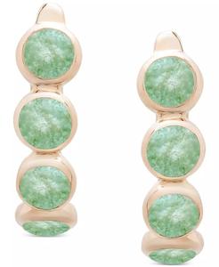 Pendientes de aro Onyx Leverback en plata esterlina chapada en oro de 14K (también Jade verde teñido) | Macy's - Product Image 3