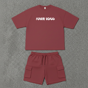 Conjuntos de Camiseta y Pantalones Cortos de Streetwear Hechos a Medida, con Logotipo Impreso Personalizado, Pantalones Cortos y Camiseta de Algodón Grueso para Hombre - Product Image 2