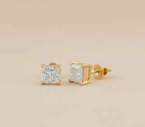 Boucles d'oreilles solitaires en diamant de laboratoire taille princesse D VS1, serties griffes, en or massif 18 carats pour femme, certifiées IGI, cadeau de fiançailles - Product Image 2