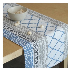 Grey Floral Printed Wedding Luxury Beautiful 100% Organic Cotton GOTS Certificate Modern Dining Table <b>Runner</b> With Mat For Hotels - Product Image 6