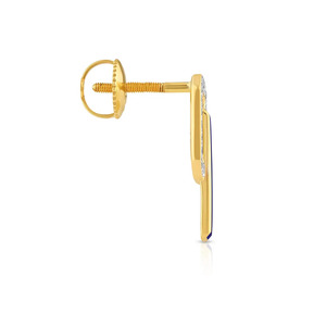 Golden <b>Blue</b> Enamel Geometric Bar Diamond <b>Stud</b> <b>Earrings</b> - Product Image 3
