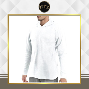 เสื้อฮู้ดดี้ผู้ชายผ้าคอตตอนผสมโพลีเอสเตอร์สีขาว พิมพ์ลายกันยับ คุณภาพมาตรฐานสำหรับผู้ค้าส่ง สไตล์สตรีทแวร์ลำลอง หนานุ่ม ใส่สบาย เป็นมิตรต่อสิ่งแวดล้อม - Product Image 3