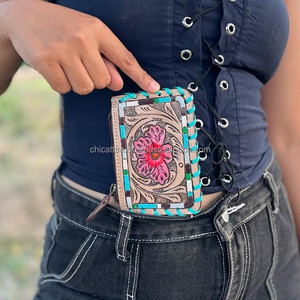 Nueva Mini Cartera de flores rosas de cuero mecanizada a mano, monedero pequeño con diseño Floral, cartera para niños para niñas, monedero para tarjetas de crédito - Product Image 6