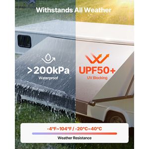 Motorized RV <b>Awning</b> Complete Kit 15.06FT <b>Electric</b> Retractable Aluminum Frame Waterproof PVC Fabric - Product Image 6