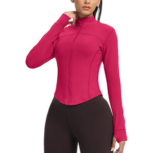 Veste de yoga performante pour femmes, fermeture éclair intégrale, col montant, trous pour les pouces, évacuation de l'humidité, nylon et élasthanne, extensible dans quatre directions - Product Image 3