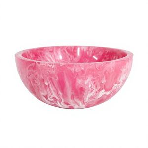 Bol de service rond en résine rose, fait main, décoration artisanale pour la maison - Product Image 1