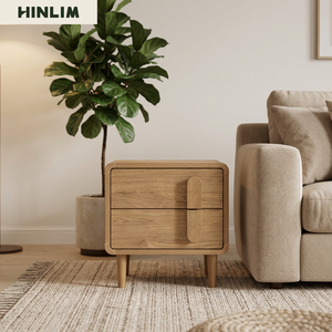Durable Wooden Nightstand 2 Drawers Midcentury Modern Bedroom <b>Storage</b> <b>Side</b> <b>Table</b> - Product Image 5