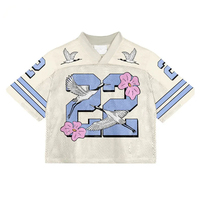Impression par transfert thermique, uniforme d'équipe de football américain rétro personnalisé, t-shirt en maille à manches courtes, broderie unie, unisexe, grande taille