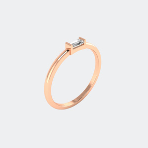 แหวนมินิมอลทรงบาแกตต์ประดับเพชรเม็ดเดี่ยว 0.10 กะรัต แบบฝังขอบ - Product Image 6