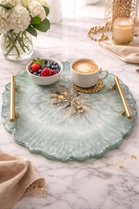 Ocean Style <b>Epoxy</b> Resin Tray Handmade Decorative Serving Tray for Coffee <b>Table</b> Home Decor Luxury Art Organizer Tray - Product Image 3
