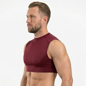 Customized Men Sportswear Crop Top Sports Training High Support Crop Top Men Street Style Crop Tank Men Gym Fitness Crop Vest - Product Image 3