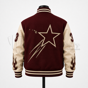 Chaqueta Varsity Personalizada para Hombre, Chaqueta Letterman con Cuerpo de Lana, Mangas de Cuero, Chaqueta Bomber de Béisbol con Parches Bordados - Product Image 2