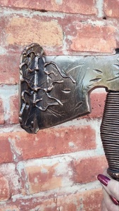 Poignée de porte en fer forgé galvanisé de style moderne, résistante à la rouille, avec design lame de hache surélevée, installation facile pour la décoration de portail - Product Image 6
