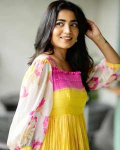 Nuevo Vestido Occidental Casual de Moda 2026 con Estampado Floral Lavable para Mujer, Tallas Grandes, Cuello Cuadrado, Tejido Mixto Chanderi, Estilo Abullonado - Product Image 3