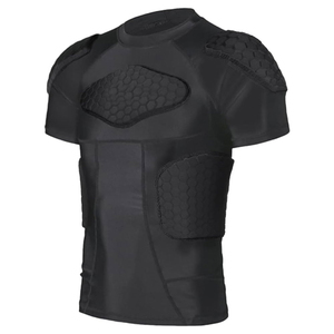 Customized Adults Men's Slim <b>Padded</b> Compression <b>Shirt</b> Eco-Friendly Breathable Anti-Bacterial Fabric Protective Rib Chest - Product Image 1