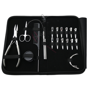 Kit Premium de Extensiones de Cabello Plateadas con Herramienta Profesional de 7 Pulgadas para Crimpar Cuentas Planas, Gancho para Tirar, Mini Tijeras y Peine de Cola - Product Image 1