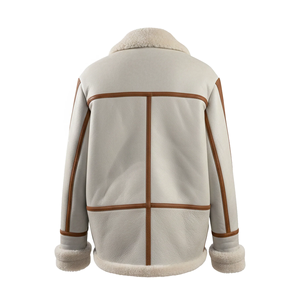 Genuine Leather <b>Shearling</b> Biker <b>Jacket</b> for <b>Men</b> Soft Fur Winter Coat Premium Aviator Warm Luxury Fashion Outerwear Fit - Product Image 6