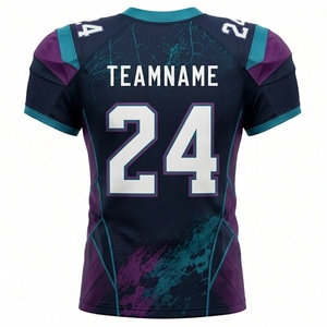 เสื้อฟุตบอลอเมริกันแบบขายส่งสั่งทำพิเศษ พิมพ์ลายแบบ Sublimation ผ้าโพลีเอสเตอร์ตาข่าย 100% แขนสั้น สกรีนชื่อทีมและหมายเลขได้ตามต้องการ สำหรับทุกเพศ - Product Image 2
