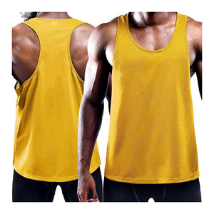 Camiseta sin Mangas Amarilla para Hombre, Modelo 2026, Más Vendida, Color Sólido, Tejida, Cuello Redondo, Secado Rápido, Estilo Deportivo, Compresión - Product Image 1