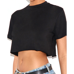 Camisetas de Verano para Mujer, 100% Algodón, Casuales, Tejidas, Cortas, de Alta Calidad, Ecológicas, Transpirables, Anti-Pilling, al por Mayor - Product Image 4