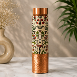 Vaisselle de voyage portable en cuivre émaillé imprimé motif papillon floral, édition premium, design traditionnel - Product Image 5