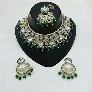 Juego de Collar Fino Jewelemarket 10575543DGR con Piedras Kundan, Perlas y Cuentas - Product Image 2