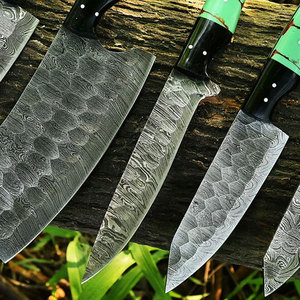 Handmade Damascus Steel Chef Knife Set with Leather Cover <b>Kitchen</b> Knife Set for Home Cooking and Professional <b>Kitchen</b> Tasks - Product Image 5