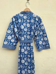 Bata de Kimono con Estampado Digital de Dibujos Animados para Mujer, 100% Algodón Tejido, Suave y Transpirable, Camisón de Verano Hecho a Mano, Cuello en V, Cintura Elástica, ODM - Product Image 4
