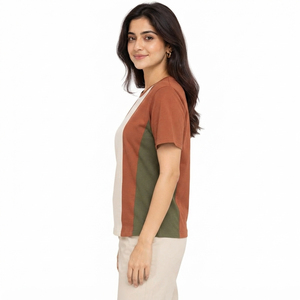 เสื้อยืดแขนสั้นลำลองสไตล์สาวฮอต ตกแต่งลายบล็อกสีสันสดใส ระบายอากาศได้ดี แห้งเร็ว เป็นมิตรกับสิ่งแวดล้อม  รับสั่งทำพร้อมปักโลโก้ - Product Image 4