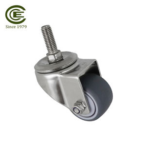 Roue de roulette en acier inoxydable à tige filetée pivotante de 1.5 pouces, tige légère M10 - Product Image 2