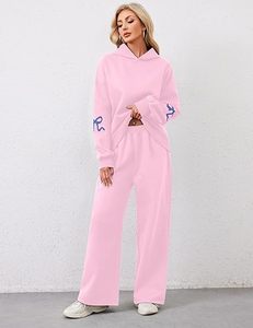 Ensemble de survêtement en polaire imprimé pour femmes, 2 pièces, coupe-vent, séchage rapide, respirant, polyester/coton, streetwear, grande taille, surdimensionné - Product Image 4