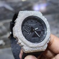Montre de luxe numérique à lunette glacée 41 mm carrée en acier inoxydable avec verre saphir, bracelet en caoutchouc 20 mm, unisexe, sport, 20 BAR, haute qualité