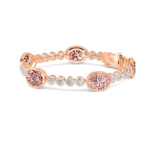 Bracelet station ovale en or rose 9 carats avec diamants roses et ronds de laboratoire, 23,24 CTW - Product Image 3