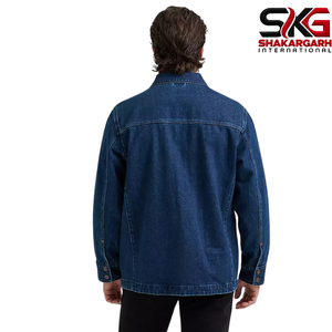 Chaqueta de Mezclilla Azul Clásica para Hombre, 100% Algodón, Cierre de Botones, Corte Regular, Chaquetas Casuales, OEM, ODM, Logotipo Personalizado - Product Image 4