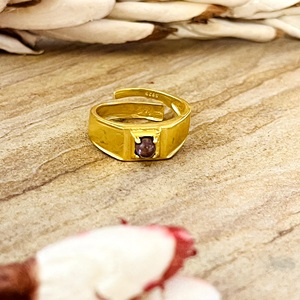 Modern Style Minimal Gemstone <b>Ring</b> Minimalist Brass <b>Rings</b> <b>Men</b> 18k Gold Plated Geometric Band Simple Solitaire Wholesale/OEM/ODM - Product Image 1