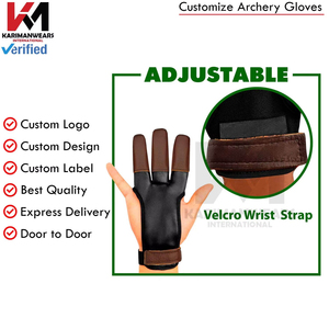 Gants de tir à l'arc en cuir à 3 doigts renforcés, protection pour le tir à l'arc, logo personnalisé, fabrication sous contrat B2B - Product Image 3