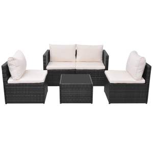 Ensemble de meubles de jardin blanc crème et noir pour patio - Product Image 2